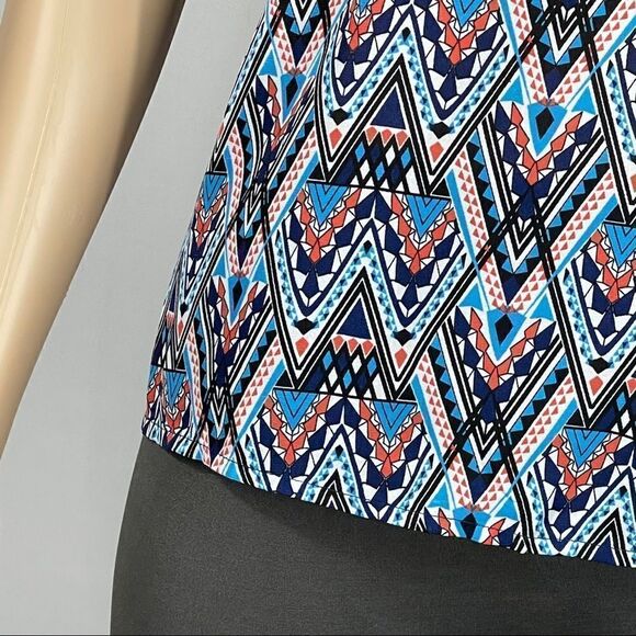 Wishful Park Blue and Orange Button Down Blouse - Picture 2 of 11